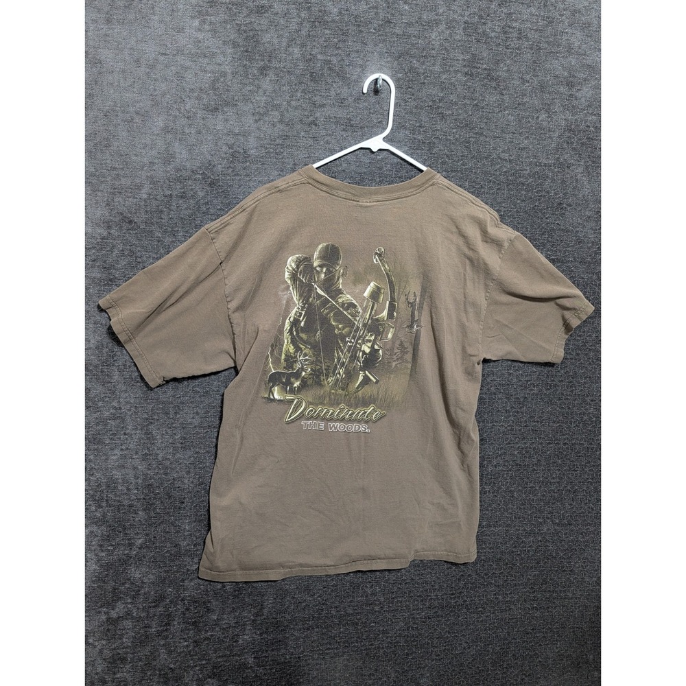Gildan Ultra Cotton Dominate The Woods Bow Hunter Graphic T-Shirt Brown XL